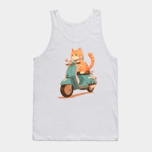 Kawaii cat riding scooter Tank Top